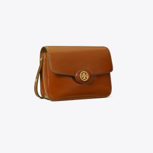 کیف دوشی زنانه Tory Burch مدل Robinson Spazzolato in brown, size OS قهوهای